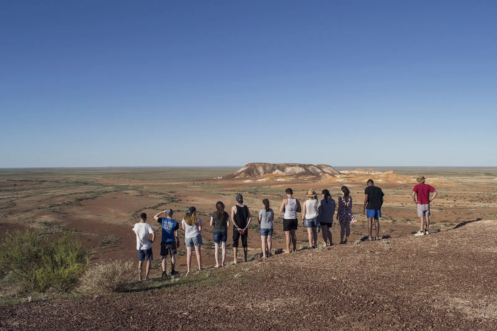 A NET group looking out over open country